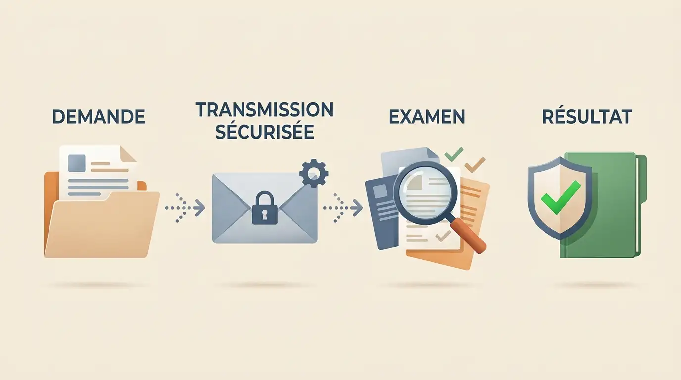 Illustration neutre d'un parcours de vérification de compte